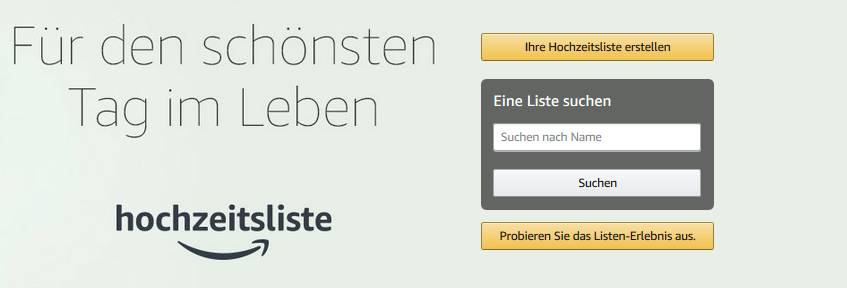 Amazon Hochzeitsliste