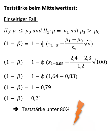 Beispiel Aufgabe zur Teststärke samt Lösung